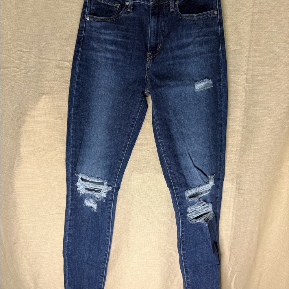 Levi's Dark Blue Distressed Skinny Jeans